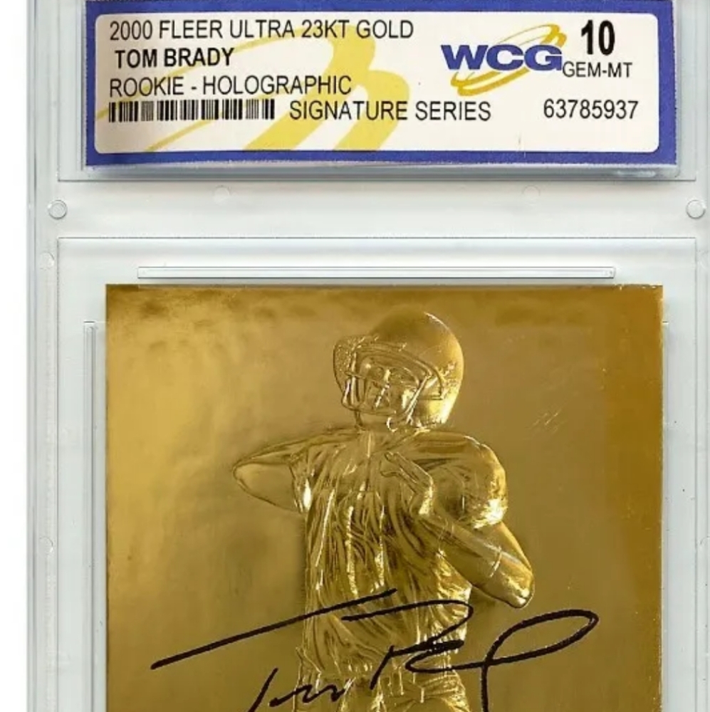 TOM BRADYNew England Patriots2000 FLEER ULTRA ROOKIEGenuine 23 Karat Gold